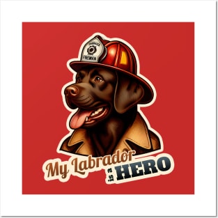 Fireman Labrador Retriever Posters and Art